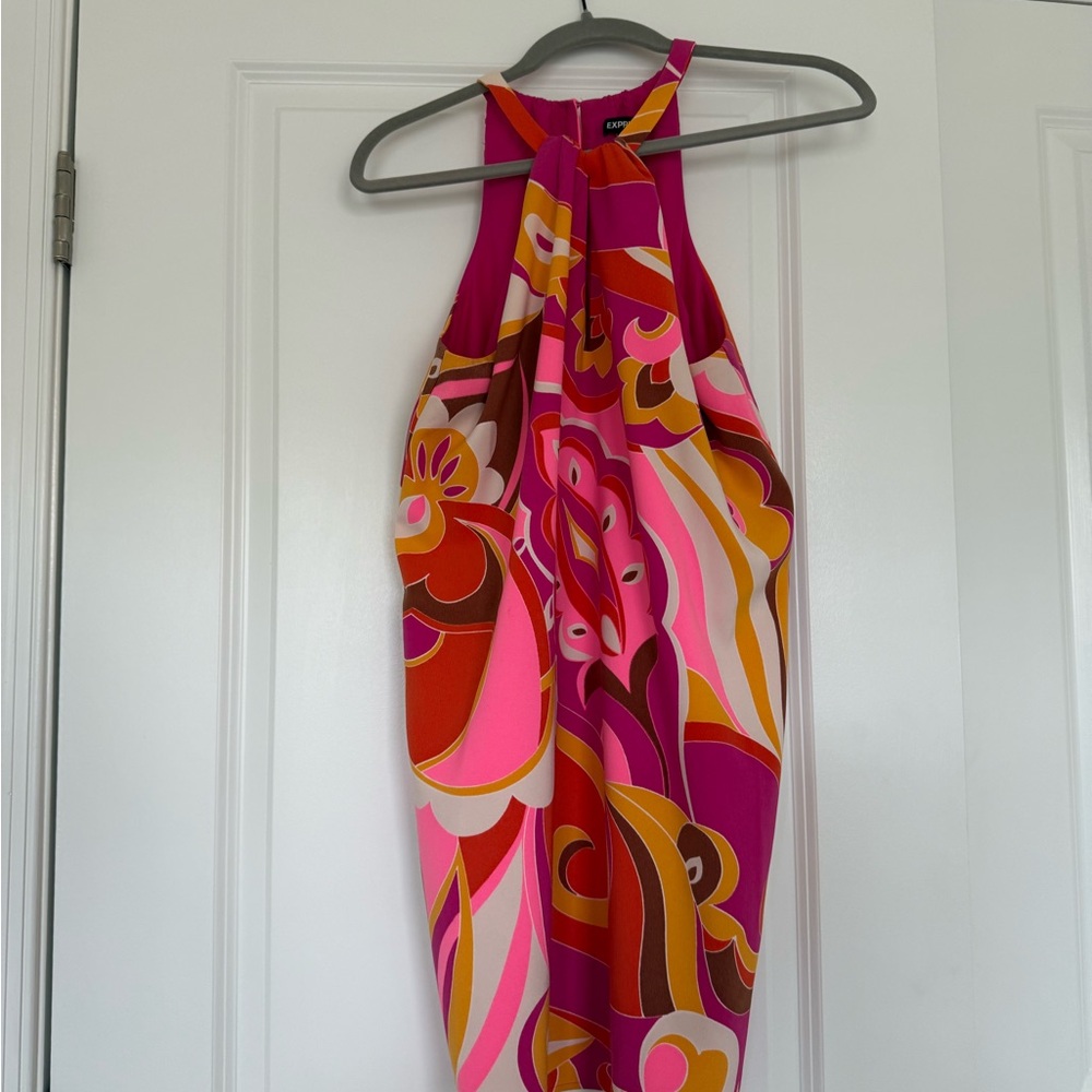 Vibrant Multicolor Halter Dress